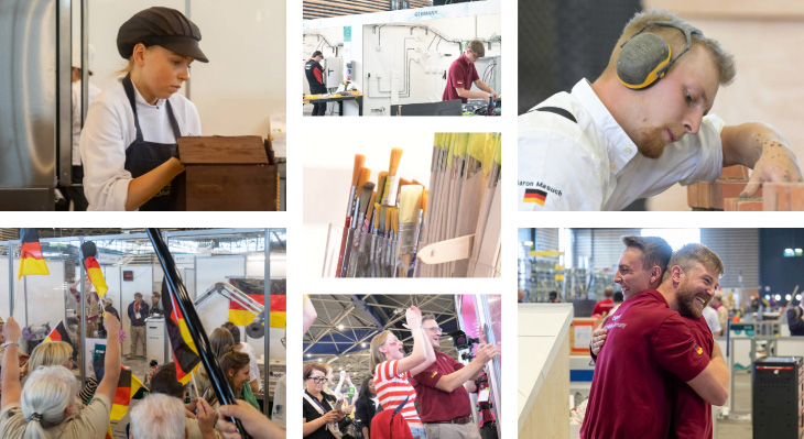 Collage mit einem Fotos von den WorldSkills 2024 in Lyon